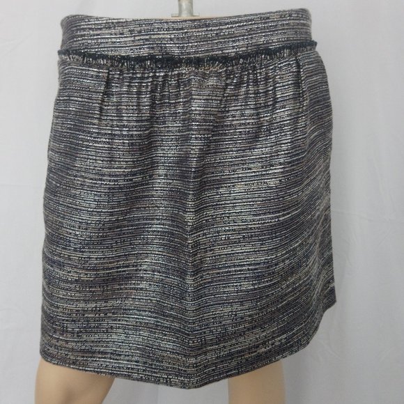 NWT GAP Metallic Tweed Mini Skirt Navy Blue & Metallic Silver Thread Size 8 - Picture 2 of 7
